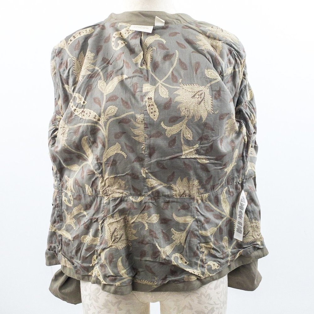 Chicos S Embellished Band Jacket Green Gold - Picture 7 of 10